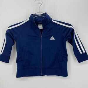 ADIDAS Jacket 3 Stripe Classic Full Zip Blue Track Toddler Size 2T